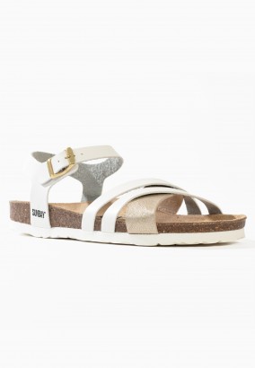 Sandales Griffith Multibrides Blanc et Or