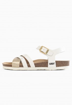Sandales Griffith Multibrides Blanc et Or