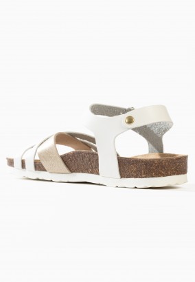 Sandales Griffith Multibrides Blanc et Or