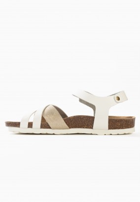 Sandales Griffith Multibrides Blanc et Or