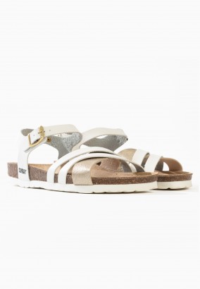 Sandales Griffith Multibrides Blanc et Or
