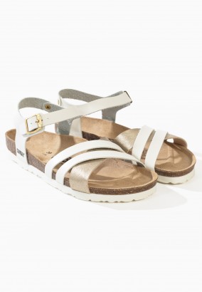 Sandales Griffith Multibrides Blanc et Or