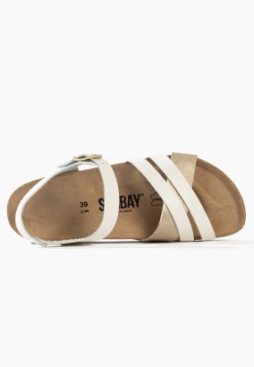 Sandales Griffith Multibrides Blanc et Or