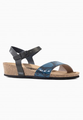 Sandales Esperance Compensées et semi-compensées Noir et bleu python