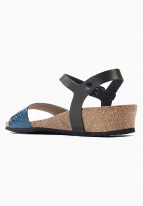 Sandales Esperance Compensées et semi-compensées Noir et bleu python