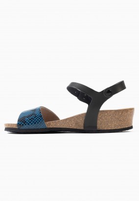 Sandales Esperance Compensées et semi-compensées Noir et bleu python