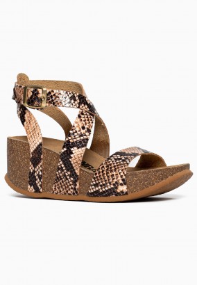 Sandales Boulia Compensées et semi-compensées Beige python