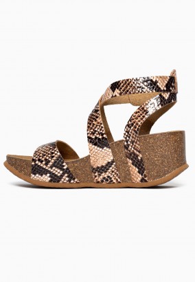 Sandales Boulia Compensées et semi-compensées Beige python