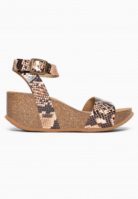 Sandales Peony Compensées et semi-compensées Beige python