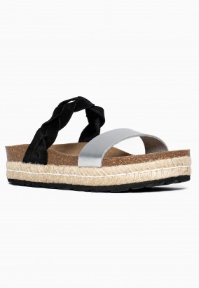 Sandales Mariara à plateforme Noir et Argent