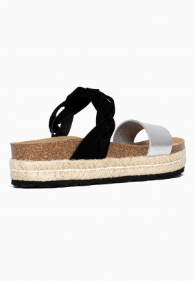 Sandales Mariara à plateforme Noir et Argent