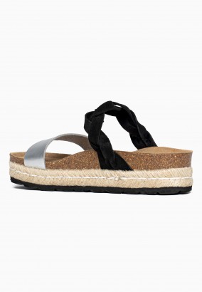 Sandales Mariara à plateforme Noir et Argent