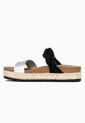 Sandales Mariara à plateforme Noir et Argent