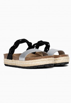 Sandales Mariara à plateforme Noir et Argent