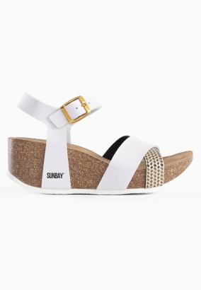 Sandales Reynosa Compensées et semi-compensées Blanc et Or
