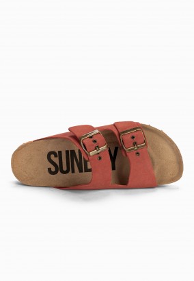 Sandales Trefle Orange en Cuir Suédé
